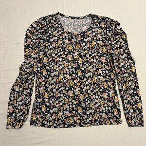 One Step Up Black Floral Long Sleeve Top